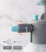 Transparent high-pressure hand pump sprayer bottle with adjustable brass nozzle and comfortable trigger.