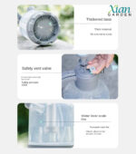 Transparent high-pressure hand pump sprayer bottle with adjustable brass nozzle and comfortable trigger.