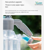 Transparent high-pressure hand pump sprayer bottle with adjustable brass nozzle and comfortable trigger.